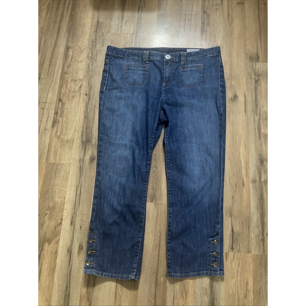 Jean Capris Size 16 Tommy Hilfiger Mid Rise Denim American Spirit Button Accent